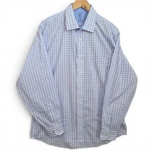 Chaps Shirt Mens 16-16.5 34/35 Large‎ Blue Coolmax Button Plaid Regular Fit